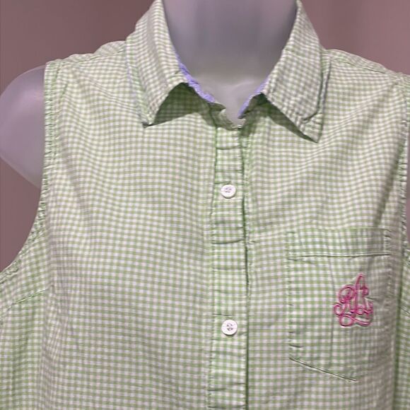 Lauren Ralph Lauren Gingham Button Down Tank Top.  Size M medium 8/10 - Picture 2 of 9